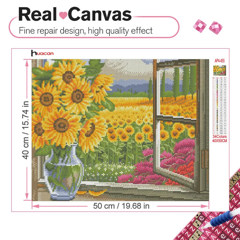 Diamond Painting Kit Sunflower Home Decor Square/round Diamond Embroidery Window Floral Mosaic Wall Sticker