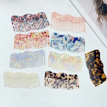 

Korean Ins Candy Color Acetate Plate Hair Combs Simple Marble Leopard Print Irregular Portable Travel Massage Comb For Women