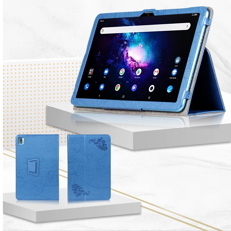 Floral Print PU Leather Tablet Cover with Hand Holder Grip