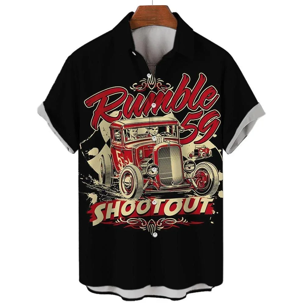 

Hawaiian Shirt Man Streetwear Car 3d Print Graphic Street Beach Men's Shirt Casual Short Sleeves Button-down Shirt