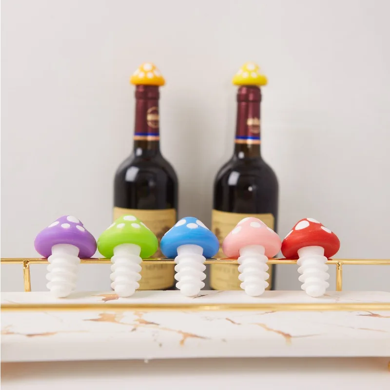 Hot Silicone Mushroom Wine Stoppers Airtight Leakproof Creative Bottle Stoppers for Champagne Beer Wine Home Party Bar Parts LIJ