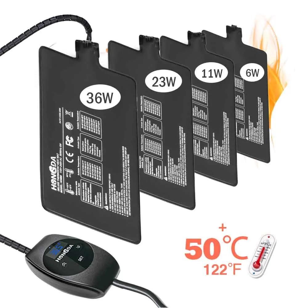 6-36W Seedling Heat Mat PVC Reptile Heating Pad Warmer Adujustable Thermostat Indoor Garden Greenhouse Plants Seedling Aquarium Terrarium