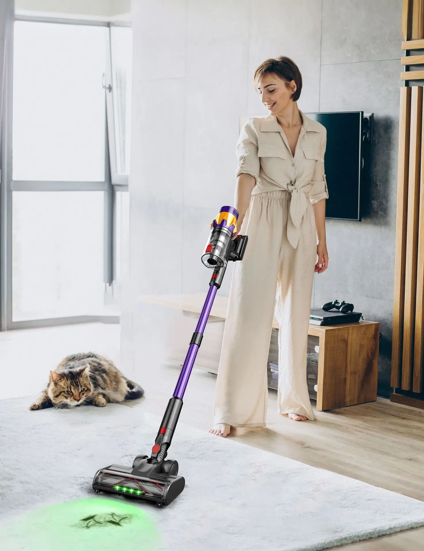 Handheld Brushless Vacuum Cleaner 550W High Power Multi-Functional Household Use