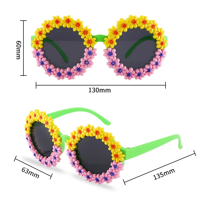 New Children Cute Acrylic Flower UV400 Sunglasses Baby Girls Lovely Outdoor Sun Protection Sunglasses Kid Eye Protection Glasses