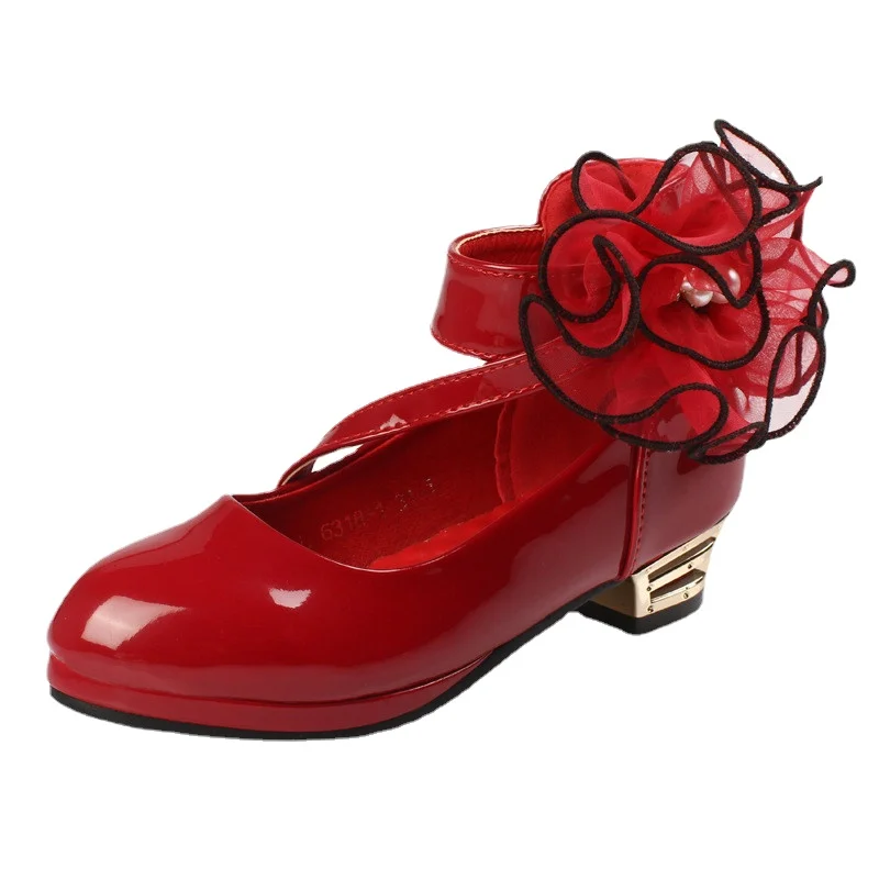 

Toddler Girl PU Leather Flats Little Kid Latin Dancing Mary Jane Heeled Pumps Big Child School Princess Wedding Party Dress Shoe