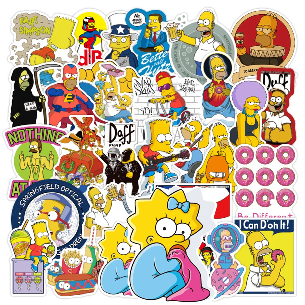 10/30/50pcs TV Show The Simpson Cartoon Stickers Funny Anime Decals DIY Kids Toy Graffiti Luggage Water Bottle Scrapbooking Car journamm 30pcs pack translucent litmus paper stickers perfume bottle diy scrapbooking collage stationery creative decor stickers