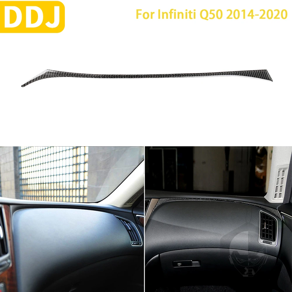 

For Infiniti Q50 2014-2020 Car Accessories Interior Carbon Fiber Copilot Instrument Desk Trim Sticker Decoration