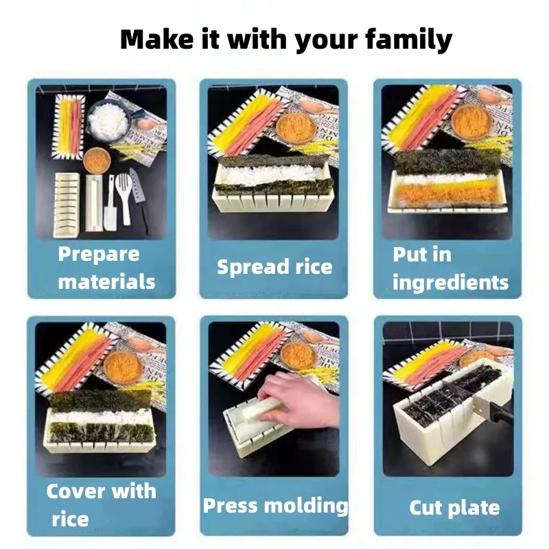 DIY Sushi Maker and Rice circular Mold Japanse Cake lovelike Mold Multifunctionele Mould square Sushi Making Tool Set Kitchen