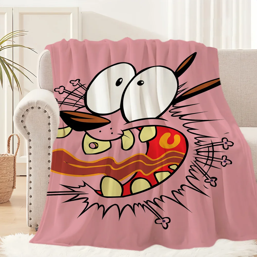Cartoon C-Courage the C-Cowardly D-Dog Blanket Plush Nap Sofa rug for Living Room Office Bedroom Birthday Home Travel Kid Gifts 6