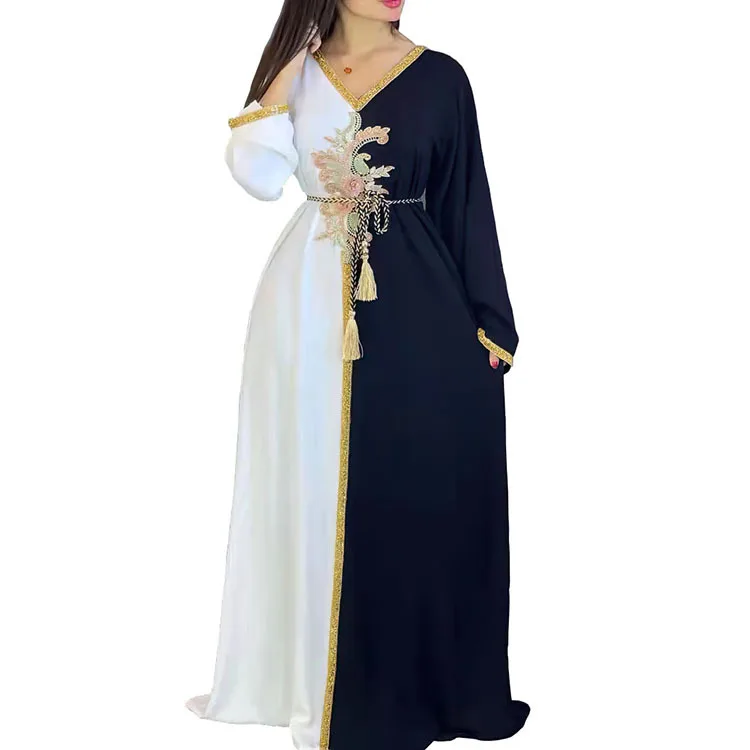 2PC SET Abaya Dubai Muslim Dress Luxury Ramadan Kaftan Islam Kimono Robe  Women Caftan Marocain Maxi Party Dresses 2022