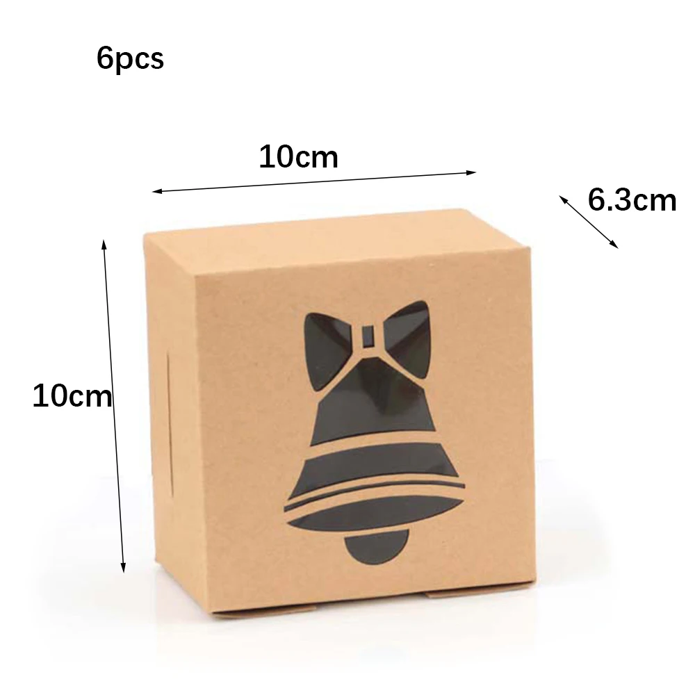 6Pcs Christmas Gift Boxes Kraft Paper Christmas Candy Cookie Box Transparent Top Xmax Santa Packaging Christmas Decoration 2025