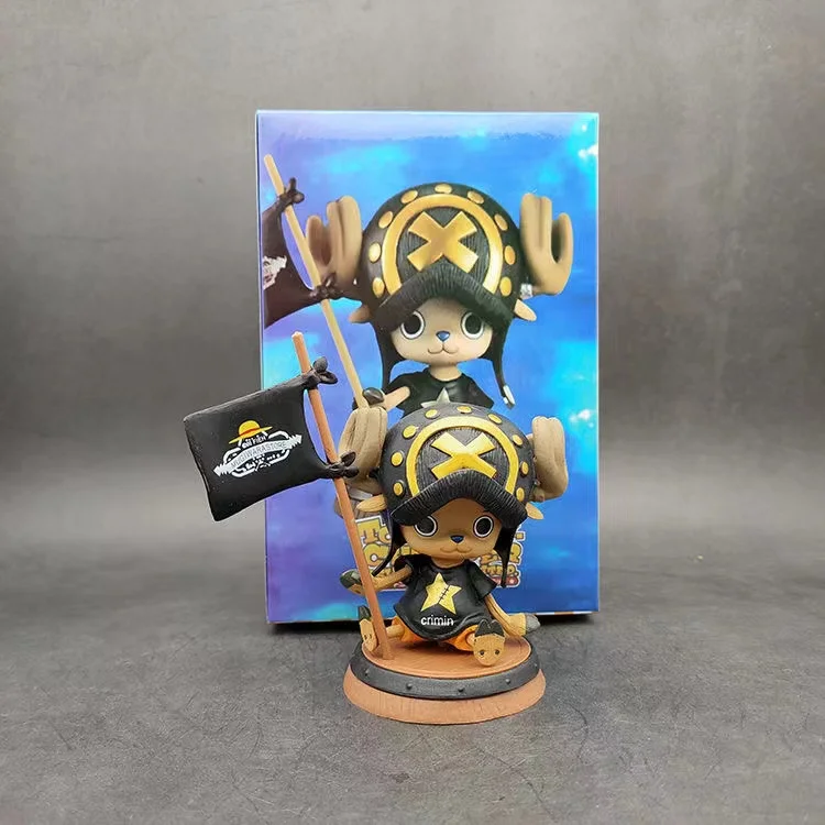 9cm One Piece Figure Anime Chopper With Flag Action Figurine Doll Model Toys PVC Statue Collection Car Decoration Children Gifts