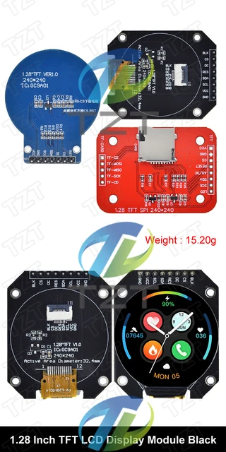 Display TFT Rotondo GC9A01 Da 1,28 Pollici Per Arduino - 240x240 Risoluzione, Interfaccia SPI