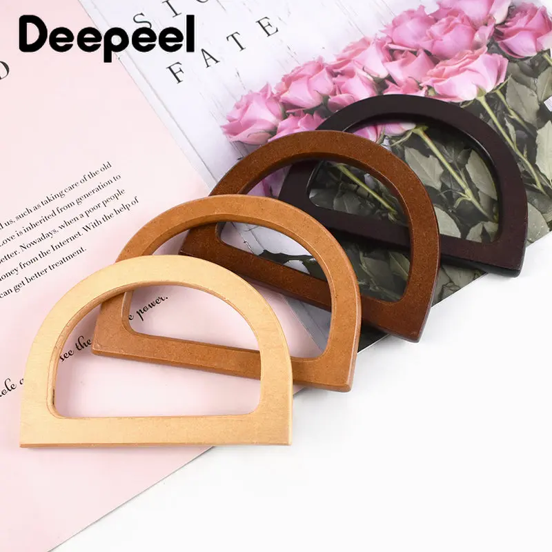 2Pcs Deepeel 12*8cm Wood Bag Handles D Ring Woven Handbag Semicircle Handle Purse Frame DIY Sewing Brackets Luggage Accessories o ring bag handles diy wood replacement handbag tote handles purse bags straps wooden bag handle round handcrafted accessories