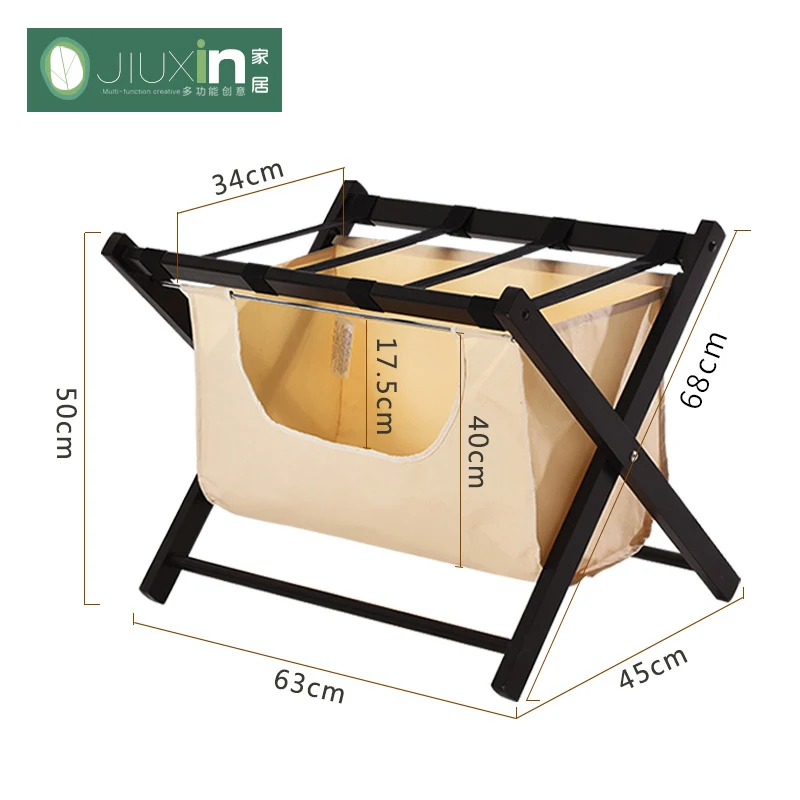 Simple solid wood hotel luggage rack room living room simple modern storage folding laundry storage rack