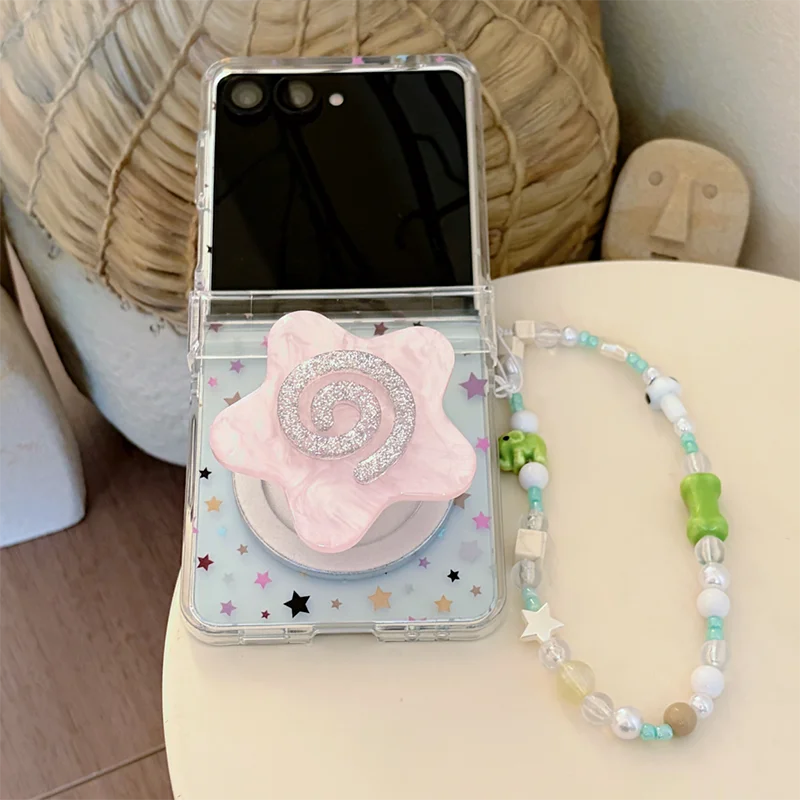 Korean Cute Star Magnetic Phone Case with Magsafe Stand and Hinge Holder