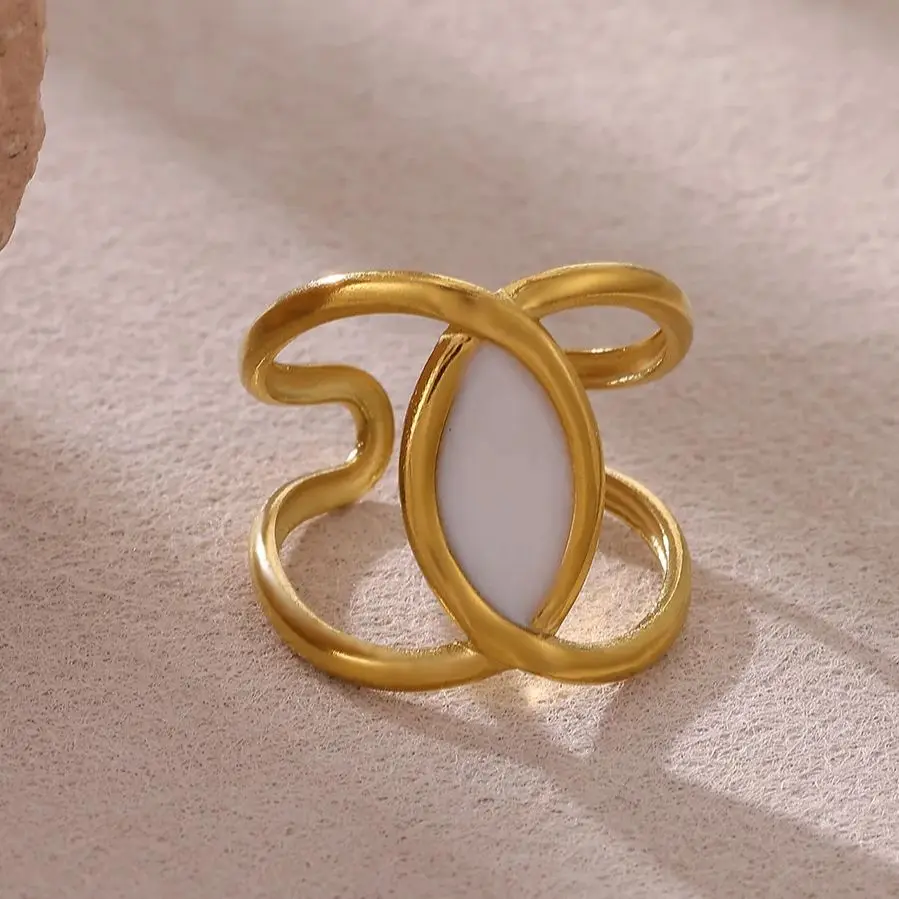 Geometric Woven Stainless Steel Ring Daily Wear Women