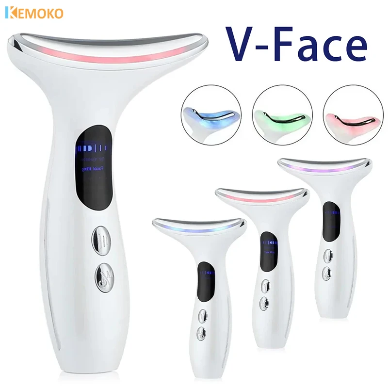 3 Colors Neck Beauty Device LED Photon Machine Face Lifting Firming Neck Wrinkle Removing Whitening Facial Skin Care Massager hydro dermabrasion water jet facial equipment hydro skin analysis hydrodermabrasion machine for skin whitening