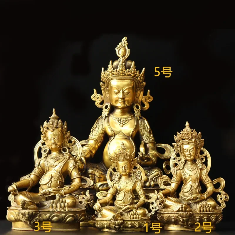 

God of Wealth Yellow Jambhala Huang Caishen Fortune Pure Copper Gilded Gold Buddha Statue Tibetan Tantric Buddhism Ornament