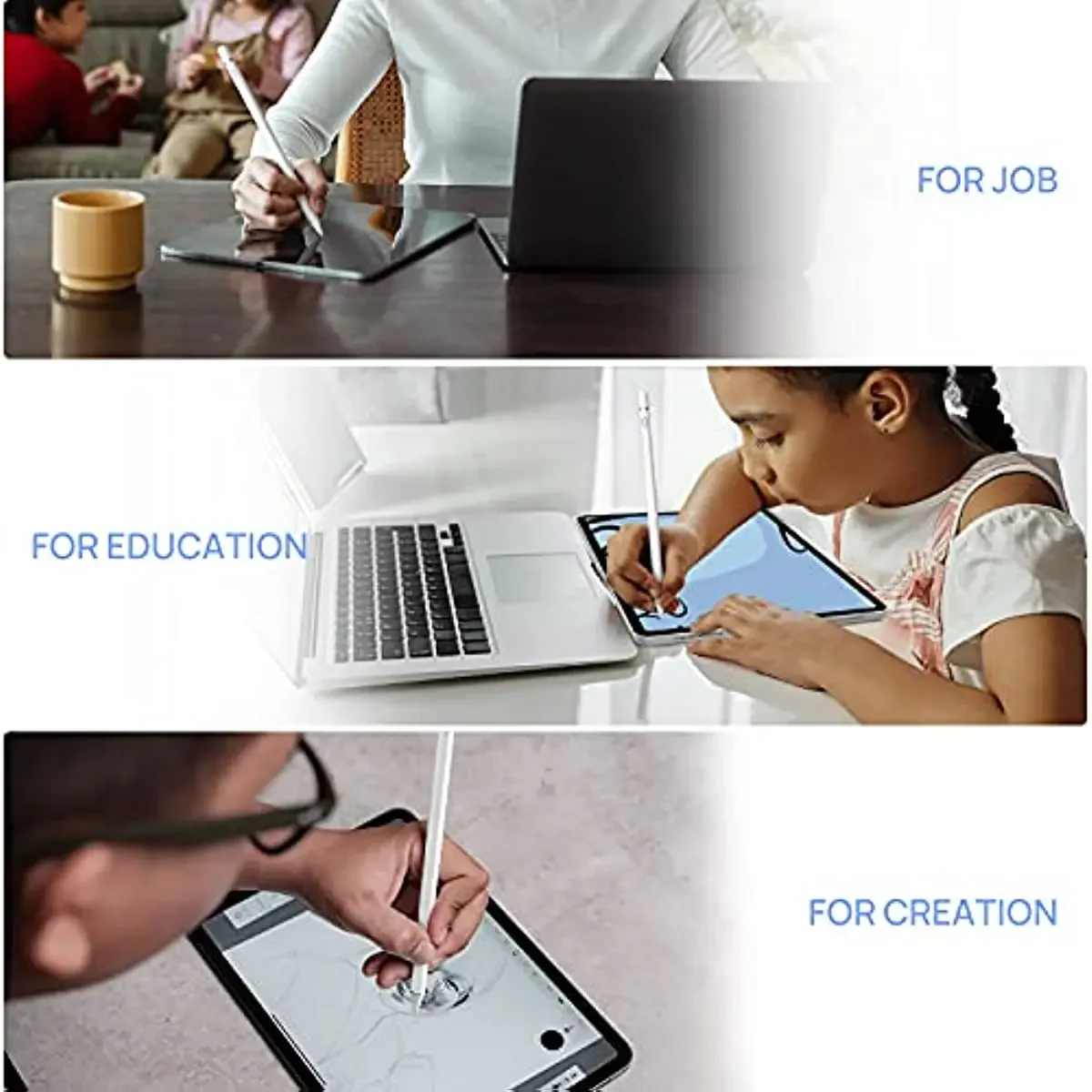 Penna stilo per iPad, Active Pencil compatibile con Apple iPad Pro 9.7/10.5/11/12.9 pollici Air 2a/3a/4a iPad 4/5/6/7/8/9a generazione Mini 4/5/6a generazione alternativa per disegno e scrittura