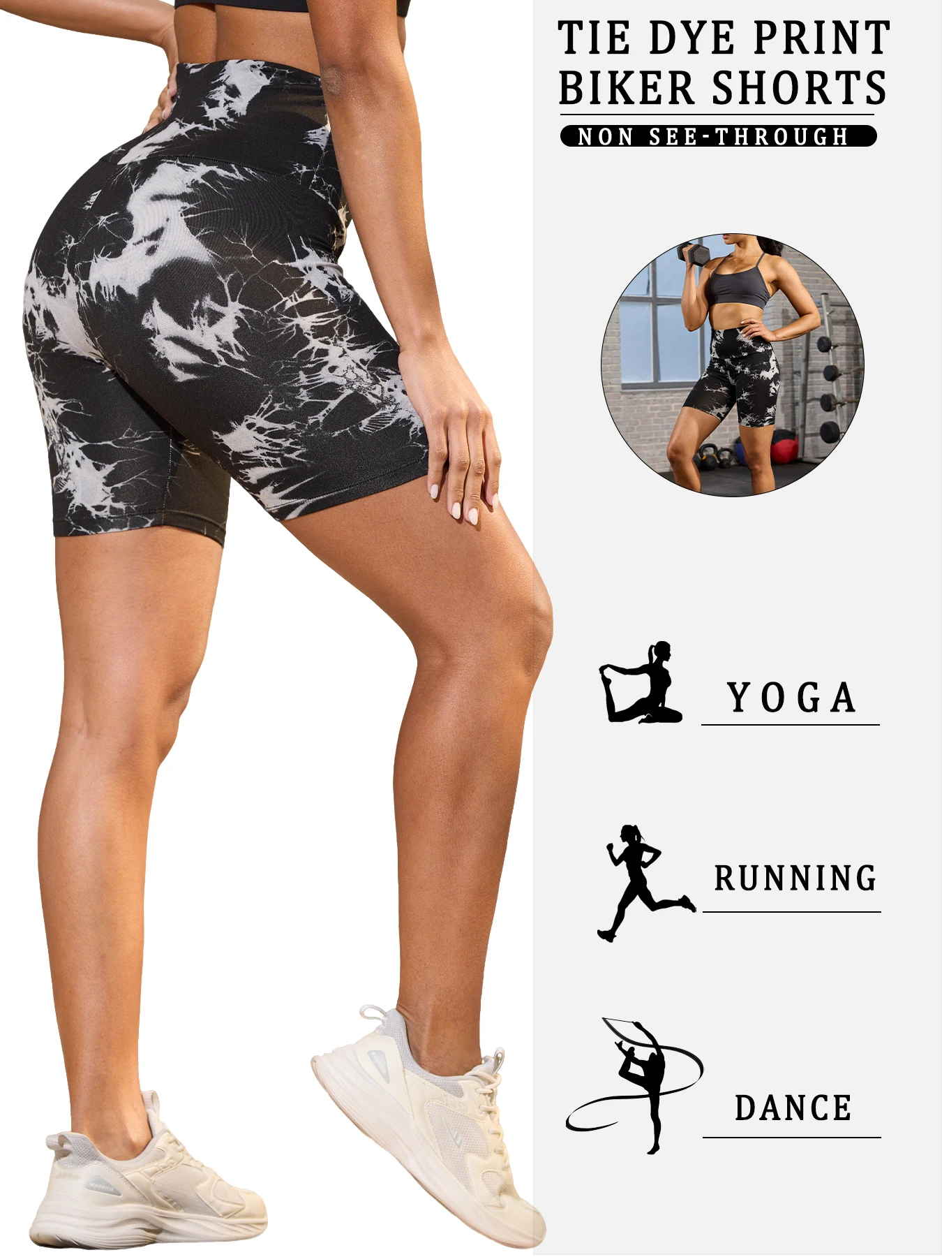 Super Soft High Waisted Tie Dye Sport Biker Shorts for Women No See Running Yoga Athletic Gym Shorts 2