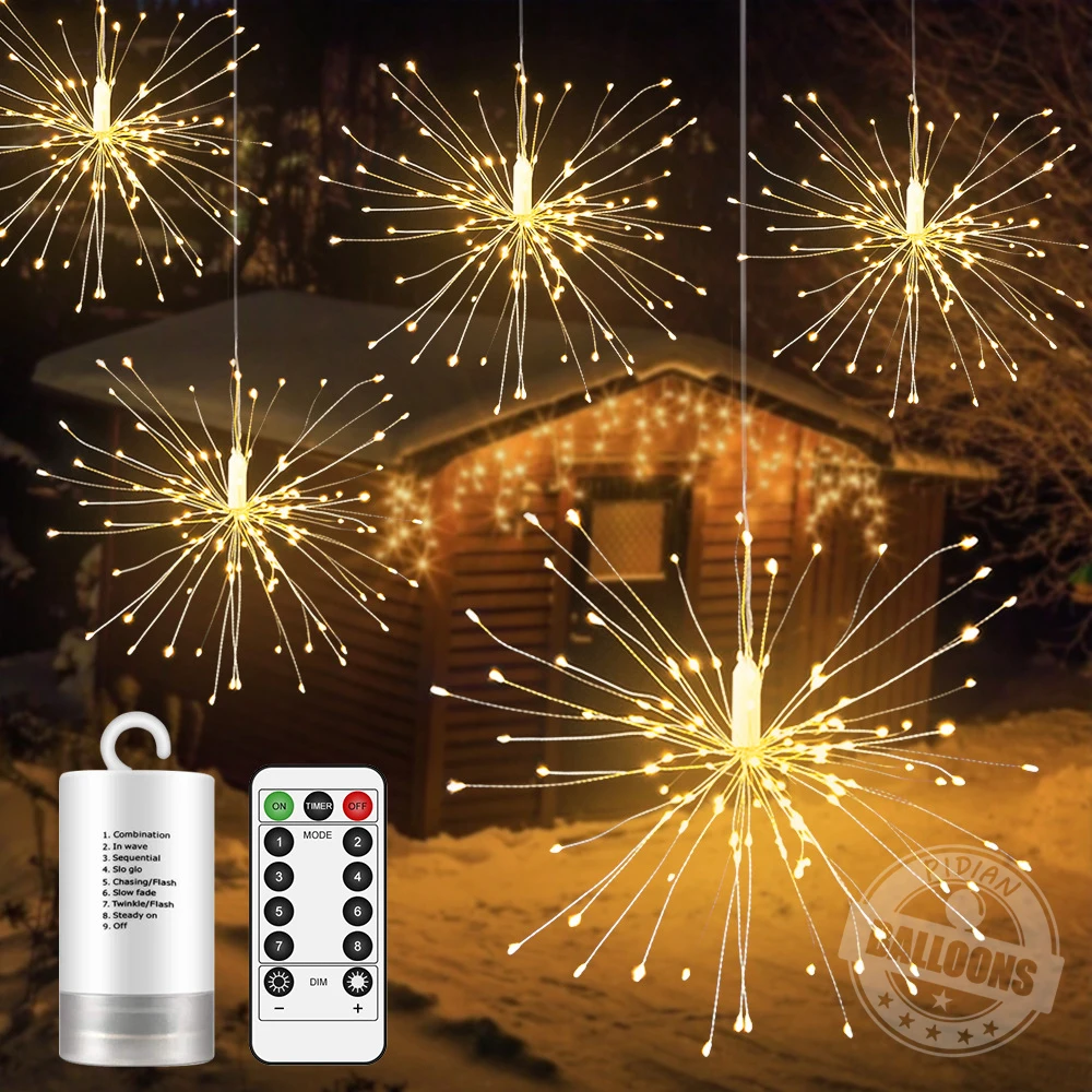 White Multicolored Outdoor LED Star Light String Battery Box Dandelion