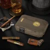 Travel Cigar Humidor Case with Cedar Lined, Cigar Lighter V Cut Cutter, Portable Cigar Humidor with Humidifier & Hygrometer 6