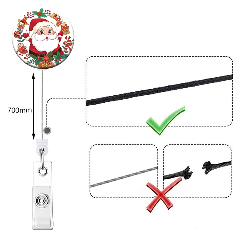 Weihnachts stil einziehbare Abzeichen halter Rollen clip Santa Claus Ausstellungs karten halter Frau Kinder Schneemann ID-Karten ketten clips – Detail 8