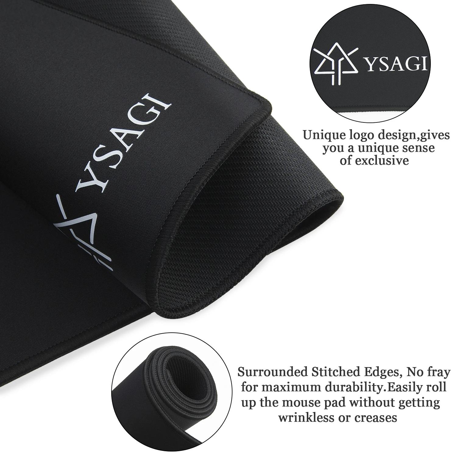 Gaming Mouse Pad Large Extended Computer Keyboard Mat Stitched Edges Non-Slip Rubber Base
