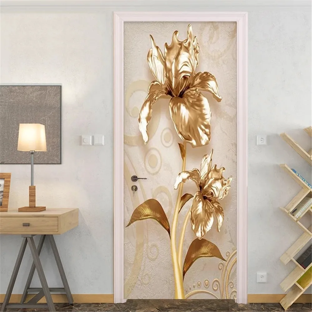 PVC Door Sticker 3D Abstract Wallpaper Living Room Art Poster waterproof Self-Adhesive Mural wall Stickers door wallpaper stickers
