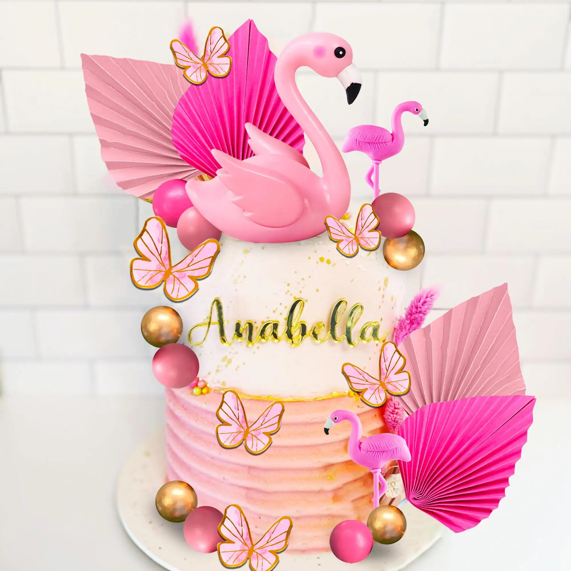 13-teiliges Flamingo Cake Topper Set – Deko Für Geburtstag, Hochzeit, Valentinstag