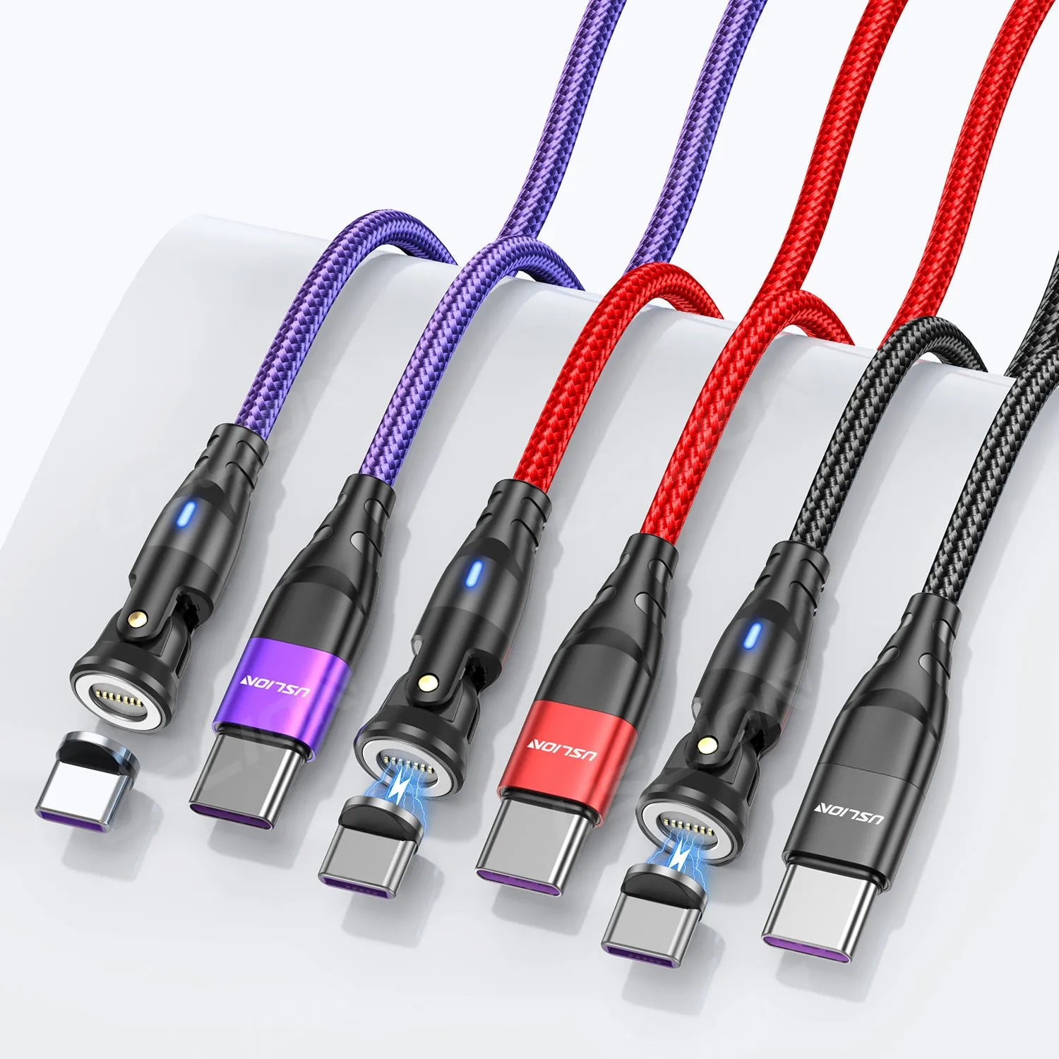 USLION PD100W Magnetic Charging Cable Laptop Data Transfer Cable Tablet Type C Fast Charging Cable For Xiaomi Samsung Redmi