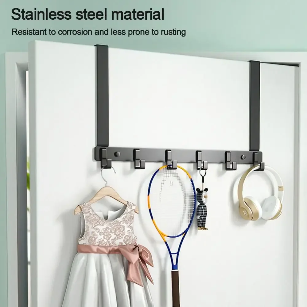 Description Picture 6 of itemStorage Hooks Over The Door 6 Hooks Clothes Coat Hat Towel Hanger Home Organizer Rack Bathroom Kitchen Accessories Holder
