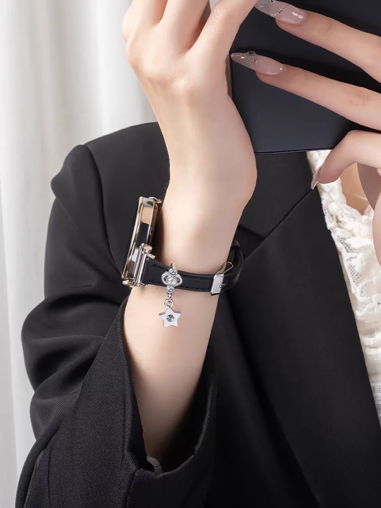 Elegant Bling Leather Loop Strap - Adjustable Bracelet Band (20mm, 22mm, 18mm)