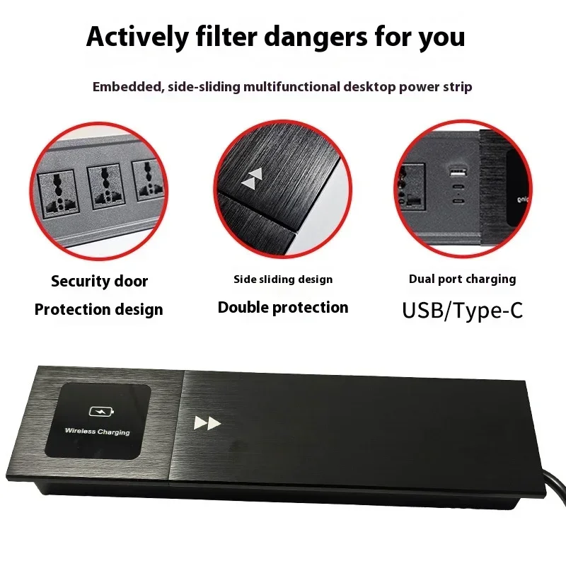 غطاء منزلق بمقبس طاولة مدمج عالمي مع مقبس كهربائي...