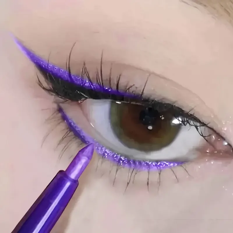 방수 번짐 방지 아이라이너 젤 펜, 6 색, 오래 지속되는 글리터 아이 메이크업, 눈꺼풀 브라이트닝 및 아래 주름 