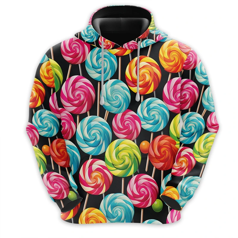 

Rainbow Lollipop 3D Print Hoodies For Men Clothes Harajuku Fashion Women Pullovers Candy Snack Graphic Sweatshirts Boy Hoody Top