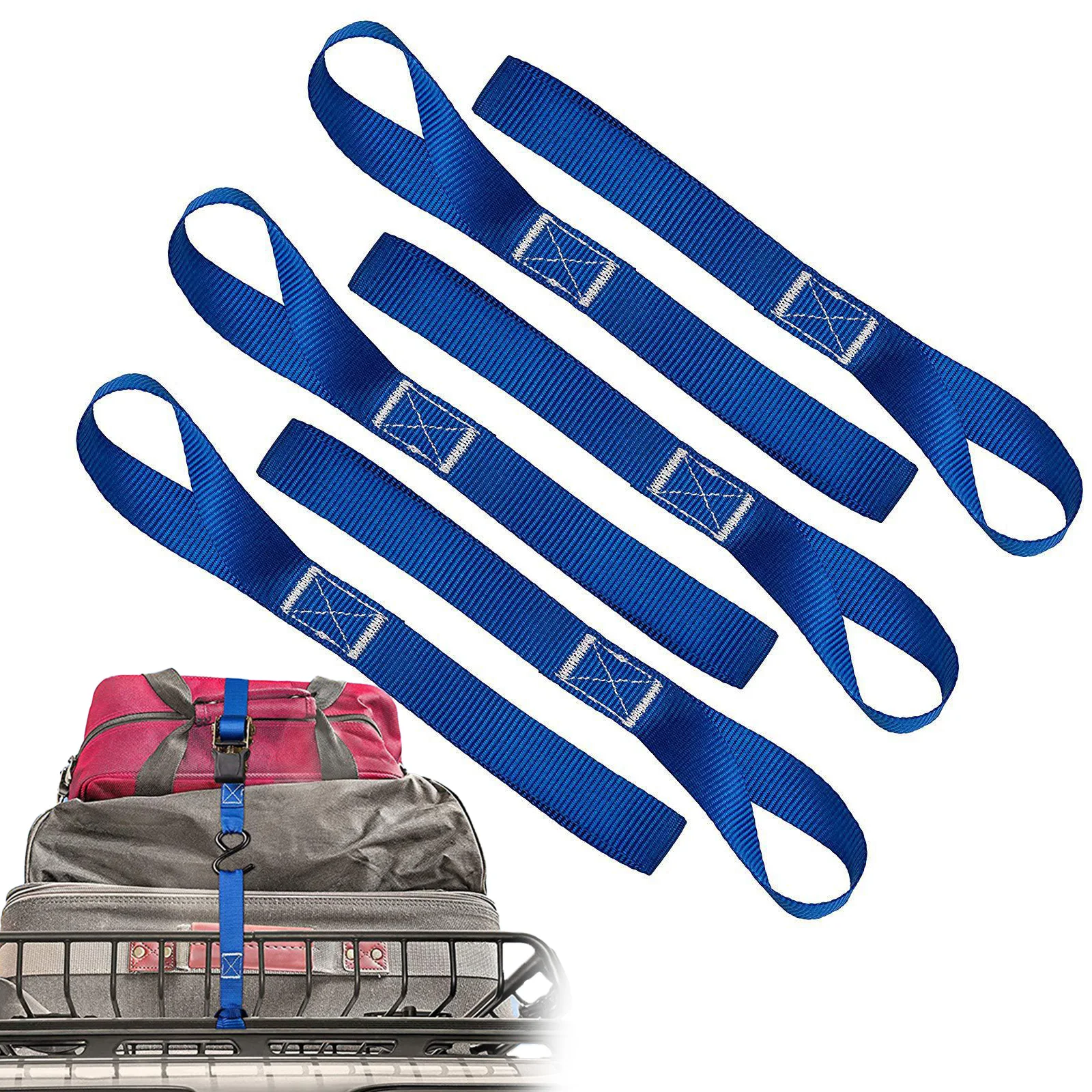 Car Motorcycle Packing Tie Downs Loop Strap Trunk Cargo Luggage Fixed Durable Mutipurpose Nylon Soft Straps