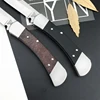 BK110 Black G10 Handle and Brown Sandwood Handle Outdoor Hunting Survival EDC Folding Knife Tool Leather Sheath 6