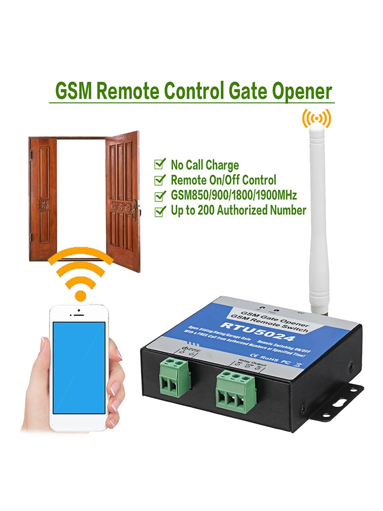RTU5024 GSM 액세스 제어 도어 오프너 릴레이 원격 무선 게이트 제어 릴레이 프로그래밍 가능 4G 미국/EU 플러그 홈 장치