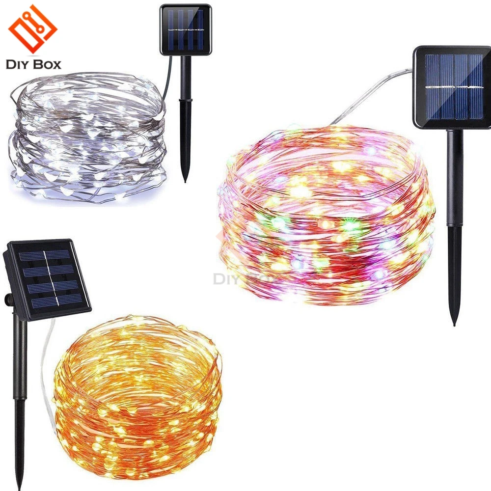 Outdoor Solar Powered 10M 33Ft 100-LED Copper Wire Light String Fairy Xmas Party 