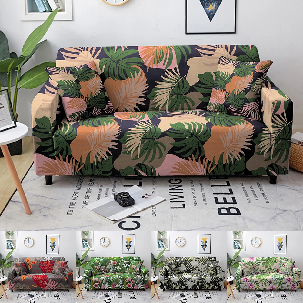 

Flowers Elastic Sofa Cover For Living Room Floral Leaves Pattern Sofa Slipcover Anti-dust Stretch Couch Cover 1/2/3/4 Seater