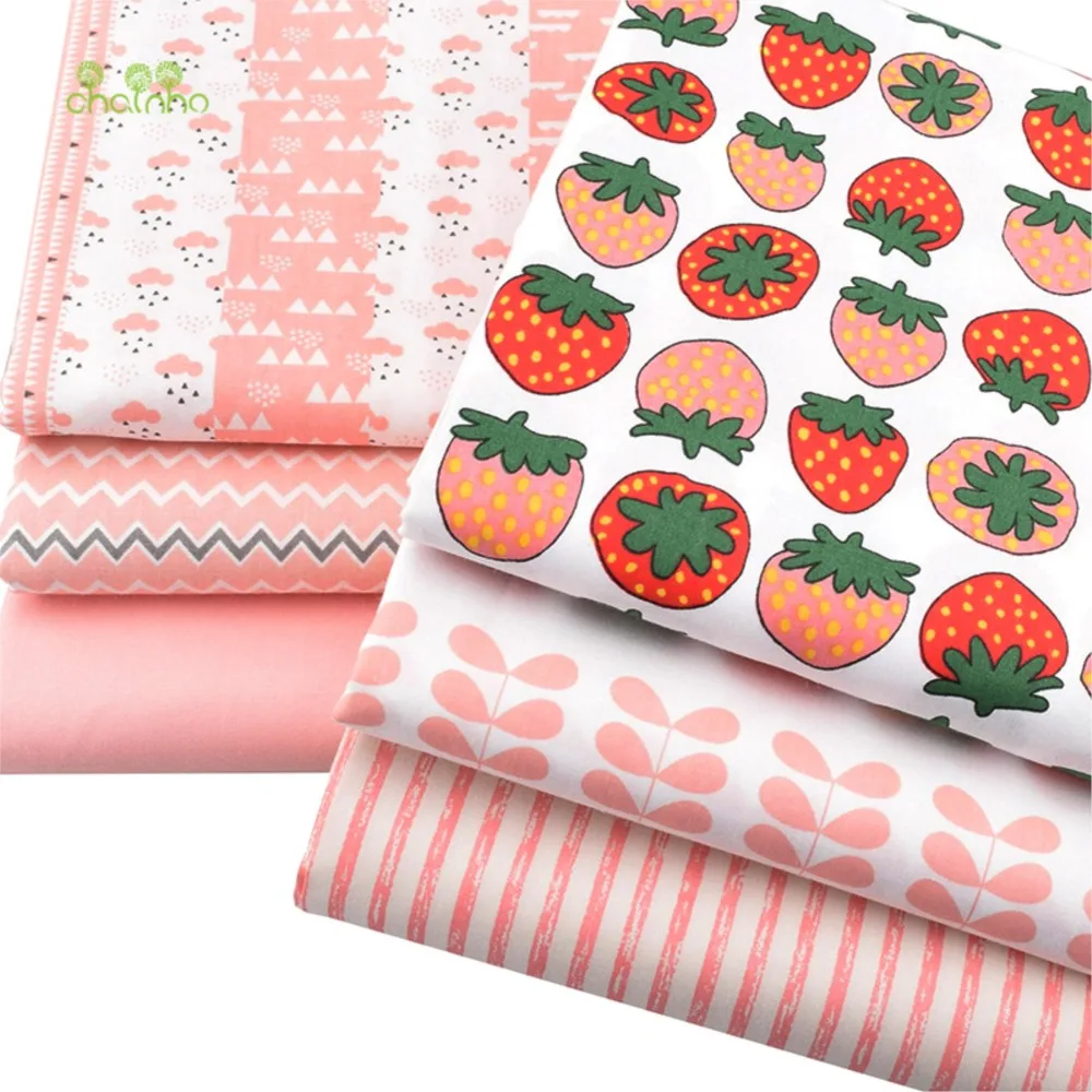 Chainho,Printing Twill Weave Cotton Fabric,DIY Quilting Sewing Material,Patchwrok Cloth,Pink Series,2 Specification,CC225