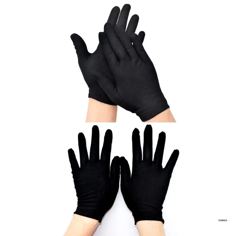 

Uniform Black Gloves for Parade Costume Solid Color Full Finger Mittens for Poli