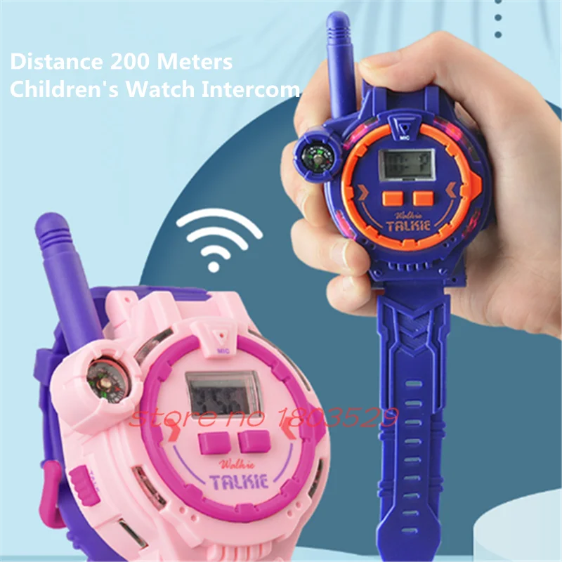 Outdoor Children Interaction Toys Watch Interphone 200M Remote Intercom LED Lights Built In Compass Wrist Watch Walkie Kids Toy 3