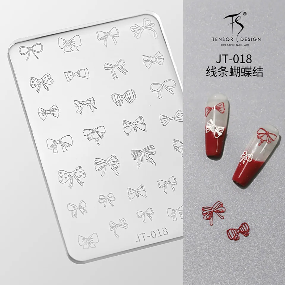 Lovely Bowknot 3D Reliefs Silicone Nail Accessories Butterfly Rose Feather Lace Pattern Manicure Carving Mold Mould DIY Template 4
