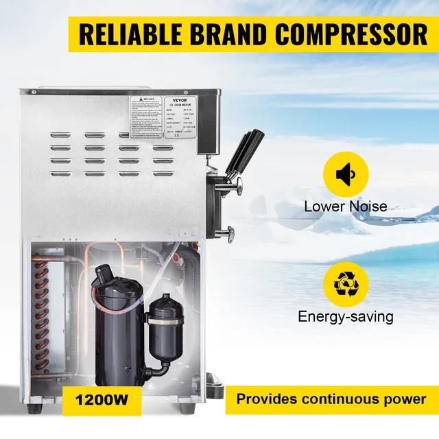 VEVOR – Machine à crème glacée commerciale, yaourtière à 3 saveurs, nettoyage en un clic, 18L/H, écran LCD, nouvelle machine à crème glacée molle pour la maison 1