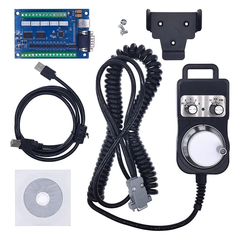 

Maxgeek CNC Driver Board Breakout Board USB MACH3 Engraving Machine 5 Axis with MPG Handwheel Stepper Motion Controller Card