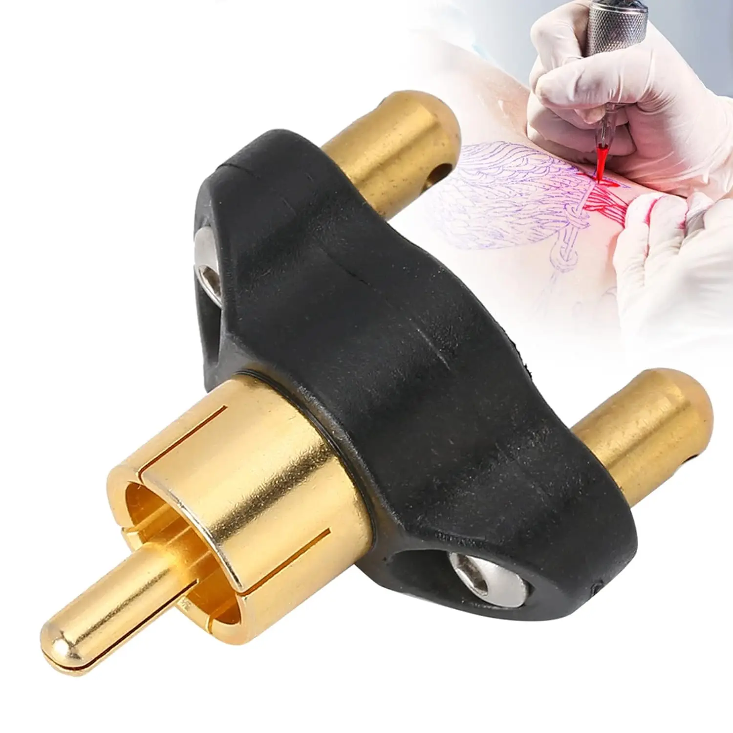 

Pack of 2 Professional Alloy RCA Conversion Head for Tattoo Gun Machine Power Supply Clip Cord Cable Converter Accessory