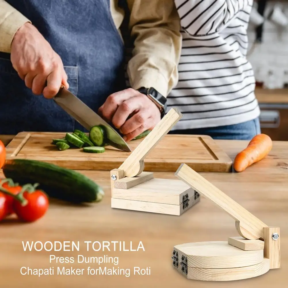 Tortilla Press Wooden Tortilla Press Dumpling Chapati Maker for Making Roti Corn Cake Maker Kitchen Gadget Bakeware Pie Tools for Making Arepas